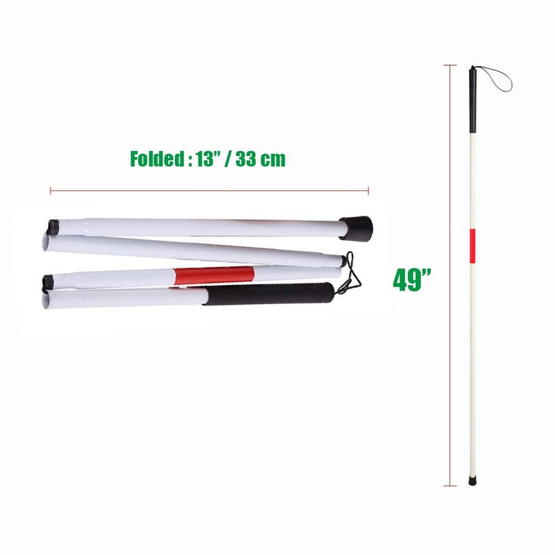 Mybow Folding Cane Blind Stick Walking Cane White for The Blind Person Visually Impaired Gadgets Collapsible Cane Mobility Stick Telescoping Canes Accessories for Blind Women Men Gifts (49 inch) - Image 2